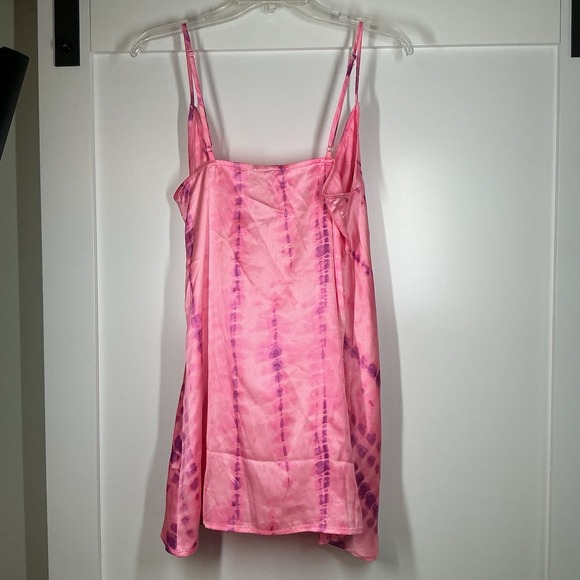 ASOS DESIGN drape front cami slip dress Pink Satin Tie Dye Bodycon‎ Size 6 - Picture 4 of 6